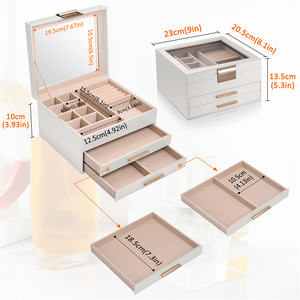 กล่องใส่เครื่องประดับทำจากผ้ากำมะหยี่ขนาดใหญ่พกพาได้มีเอกลักษณ์ชุดสีเหลืองขนาดเดินทางสีเขียว - Product Image 2