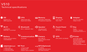 V510 mini đa chức năng POS Máy Quét Mã Vạch <span class=keywords><strong>Android</strong></span> 12 cầm tay PDA với built-in nhiệt NFC máy in và máy in giấy - Product Image 4