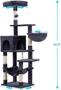Wholesale Eco-Friendly Modern Luxurious Black Customized <b>Plush</b> Big Pet Condo Natural Sisal Wood Scratcher Furniture <b>Cat</b> Tree - Product Image 3