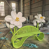 Sculptures modernes artistiques en acier inoxydable en forme de fleur pour la décoration de parcs extérieurs, la photographie de mariage et autres occasions