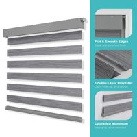Persianas de cebra sin taladro para ventanas, persianas de cebra de privacidad de doble capa inalámbricas para ventanas de interior, persianas transparentes fáciles de instalar