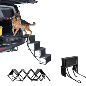 Draagbare opvouwbare huisdierautoladder van massief staal, antislip Oxford-doek, waterdicht, SUV-trucktrap, verstelbaar, wasbaar, voor dieren - Product Image 1