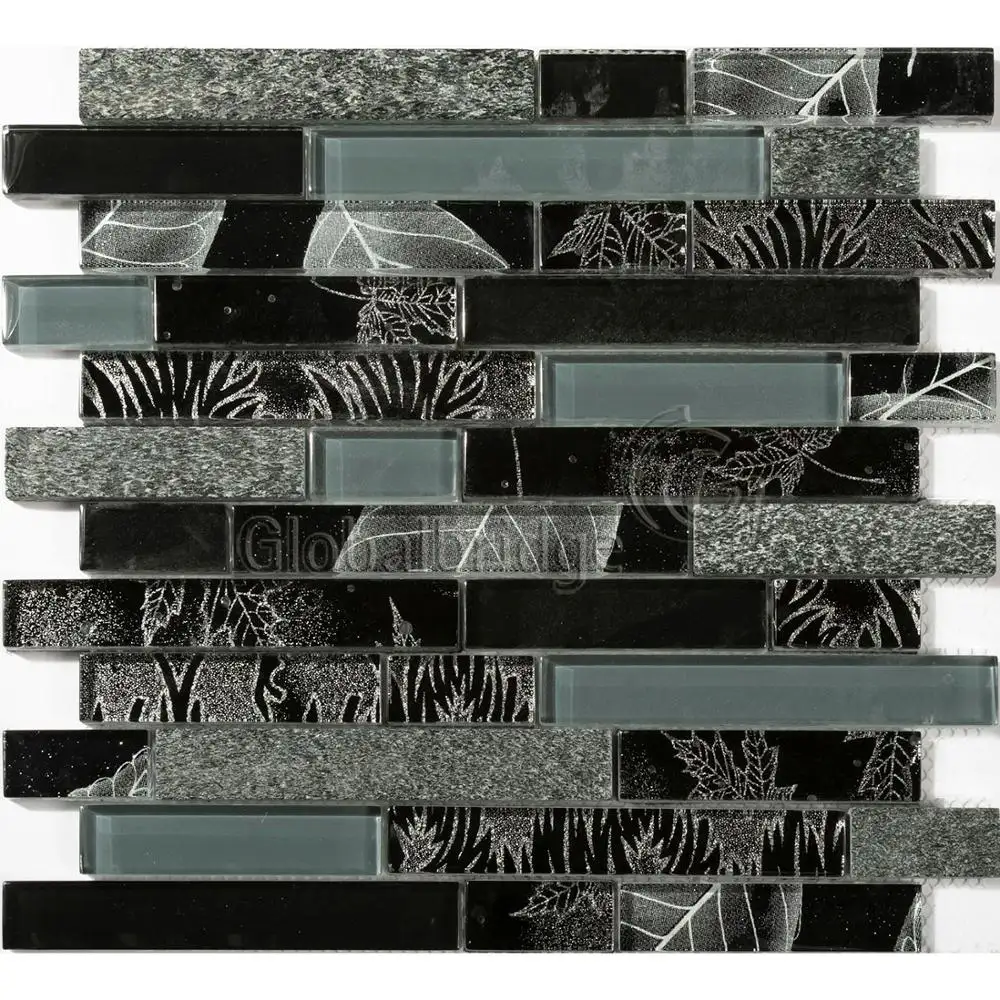 Glass mosaic glass mix stone tile decorative wall tiles natural crystal glass wall decor