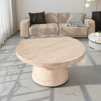 2025 vente chaude Faux travertin Table basse Table d'extrémité ronde pour salon extérieur