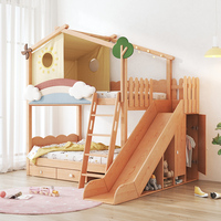 Meubles de chambre d'enfant, lit superposé en bois avec rangement, lits pour enfants avec bureau d'étude