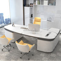 Simple moderne peinture blanc ensemble de meubles de bureau à domicile travail en bois étude ordinateur table chaise luxe exécutif patron bureau