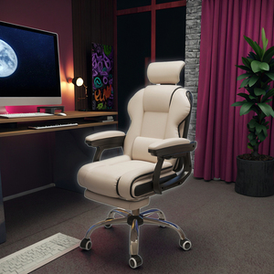 Chaise de bureau exécutive ergonomique au design moderne avec <span class=keywords><strong>repose</strong></span>-pieds, dossier haut, en cuir PU, pivotante et inclinable, pour le bureau à domicile - Product Image 3