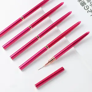 Bán Hot Red kim loại xử lý Nail Brushes Nylon tóc Liner Nails Brush Set Art