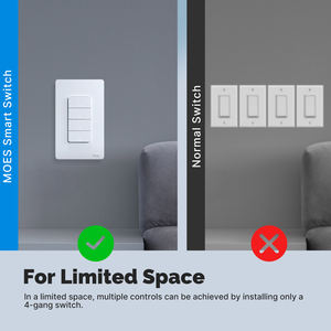Interrupteur intelligent Wi-Fi MOES Tuya Matter, contrôle par application, fil neutre requis, design avec mise à la terre, compatible Alexa, Google Home, Apple Home - Product Image 3