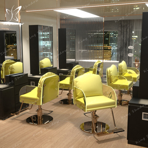 Fauteuil de barbier moderne en cuir PU pour salon de coiffure, réglable, pivotant, relevable, pour la coupe et le coiffage des cheveux, portable - Product Image 2