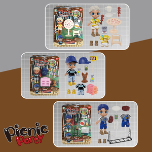 Mini-figurines de garçons en tenues de pique-nique, ensemble de figurines mignonnes, jouet de jeu d'imitation pour enfants, collection interactive pour jeu de rôle à la maison, cadeau - Product Image 6