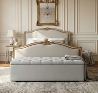 Coffre de rangement ottoman en bois rustique antique de style européen, avec revêtement en pur lin et capitonnage, personnalisable, pour bout de lit