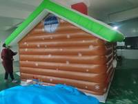 Cabane de Noël gonflable, abri d'hiver gonflable avec toit enneigé, décoration gonflable pour fête de Noël en extérieur