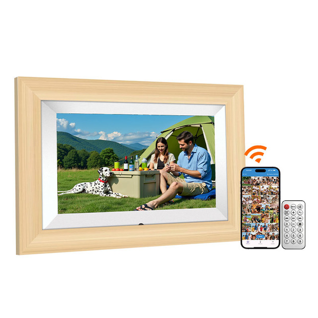 7 Inch Wood Grain Digital Motion Frame Video Frame Built-in 32GB Memory for Advertising and Wedding Gift