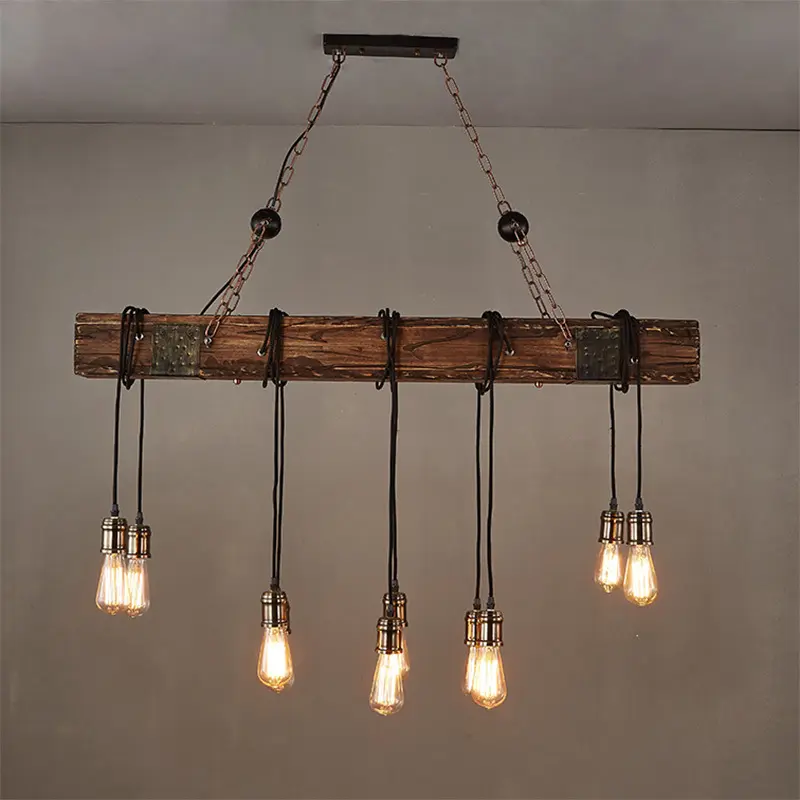 Lampade a sospensione a LED retrò Vintage Loft Bar lampada a sospensione in legno per Bar caffetteria apparecchio a sospensione