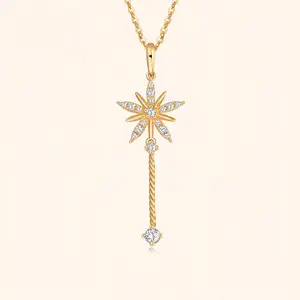 H&F Original Cute Rose Gold Necklace tiny Sets Wholesale Chain Rope dainty 18K Solid Gold With Diamonds Cut Necklace Women