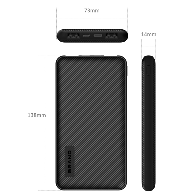 Multi Colored Plastic 10000mAh Slim Power Bank For Mobile Phone