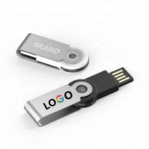 Mini metal usb flash drives 16gb 32gb rotation pendrive 64gb 128gb memory stick small U disk pen drive wholesale