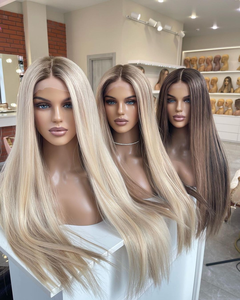 <span class=keywords><strong>Parrucca</strong></span> Ebraica di Alta Qualità in Capelli Europei Biondo <span class=keywords><strong>Platino</strong></span> con Top in Seta e Pizzo HD Invisibile per Donne con Alopecia - Product Image 4