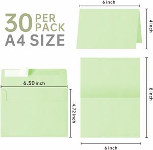Cartes de vœux vierges <span class=keywords><strong>A4</strong></span> avec enveloppes, carton coloré imprimable pour remerciements, invitations, mariages, anniversaires - Product Image 2