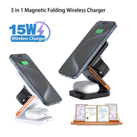 Chargeur sans fil magnétique PD 15W 3-en-1 avec station de charge rapide pour Watch 8/7 et iPhone 16/15/14/13/12/11