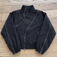 Blouson Bomber Techwear Homme Personnalisé Multi-Zip, Coupe-Vent Asymétrique à Fermeture Éclair, Veste Cargo Lourde Style Streetwear