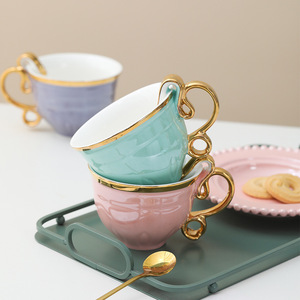 Light Luxury Phnom Penh Ceramic <b>Cup</b> <b>Large</b> Capacity High-Value Mug Saucer Modern Arabic Western Restaurant Afternoon <b>Tea</b> JADE - Product Image 3