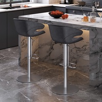 [En stock] Chaise de bar en cuir avec structure en acier, réglable en hauteur, pivotante, avec accoudoirs, design moderne, pour îlot de cuisine