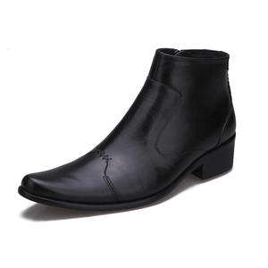 Bottes noires à bout pointu pour hommes, taille 37-44, cuir véritable, bottes Chukka de haute qualité avec fermeture éclair - Product Image 5