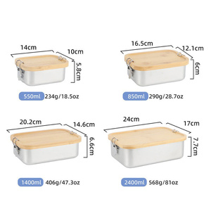 Contenitore Termico per <span class=keywords><strong>Pranzo</strong></span> con Coperchio in Bambù e Chiusura Ermetica, in <span class=keywords><strong>Acciaio</strong></span> Inossidabile, per Studenti e Ufficio - Product Image 5