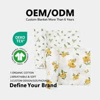 Couverture en mousseline de coton biologique 100% premium, douce et respirante, logo personnalisé OEM, impression, cadeau de naissance, couvertures pour bébé