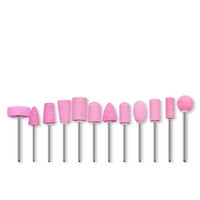 Lot de 12 embouts de ponceuse à ongles en quartz pour l'élimination des cuticules et la préparation des ongles naturels, embouts roses pour ponceuse électrique pour manucure professionnelle