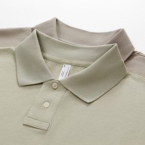 เสื้อโปโลผู้ชายทรงโอเวอร์ไซส์ ผ้าคอตตอน 100% หนัก 275 GSM สีพื้น สไตล์สตรีทแวร์ ไหล่ตก  รับสกรีนลายตามสั่ง - Product Image 4