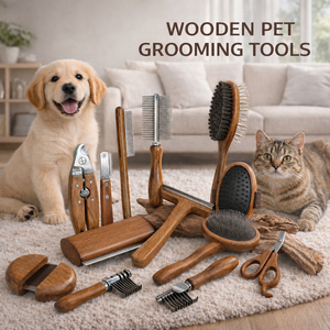 Kit de Aseo para Mascotas de Madera de Alta Calidad: Peine, Cepillo, Rastrillo para Eliminar Pelo Muerto, Cortauñas, Herramienta de Limpieza para Perros y Gatos - Product Image 1