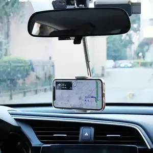 Laudtec灵活的360度旋转手机座，带夹子，用于汽车可伸缩后视镜多位置汽车手机座