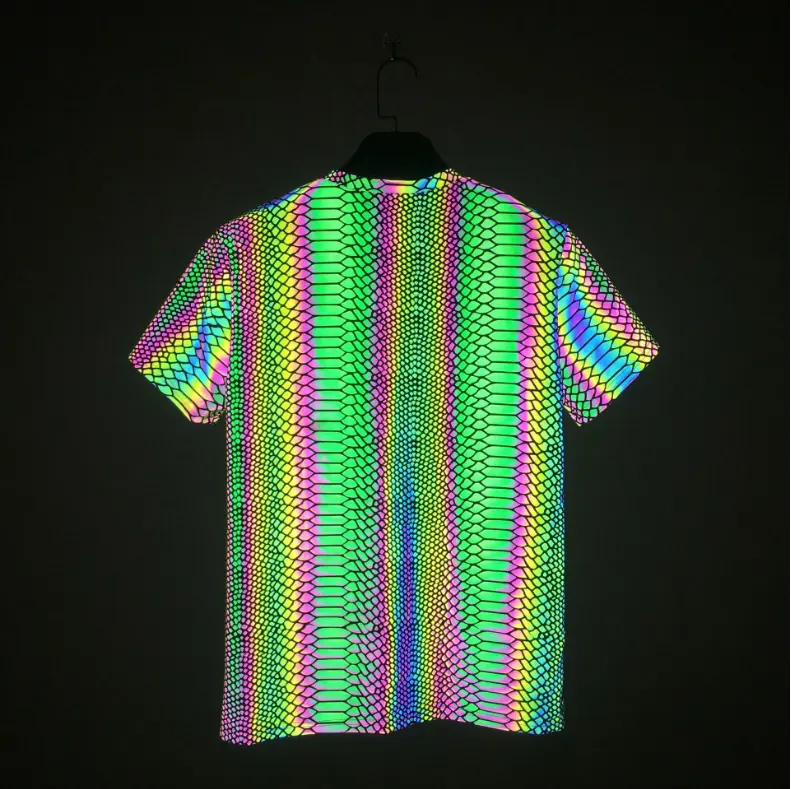 T-shirt à manches courtes pour homme, haut surdimensionné décontracté, à col rond, effet arc-en-ciel, imprimé peau de serpent, noir, nouvelle mode été