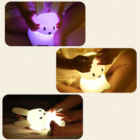 Lampe Lapin Amis des Enfants à Changement de Couleur ou Veilleuse Personnalisable