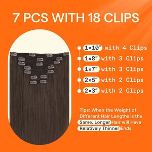 Extensions de cheveux naturels lisses Remy, <span class=keywords><strong>brune</strong></span>, 22 pouces, moka brun cendré, à clipser, 120g, 7 pièces pour femmes noires - Product Image 4