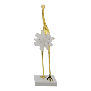 Scultura di Uccello in Piedi con Base in Marmo, Finitura Dorata, Decorazione da Tavolo per Casa, Ufficio, Soggiorno, Bagno, Bancone - Product Image 6