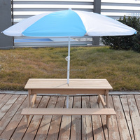 Table de pique-nique pour enfants avec parapluie amovible Table à eau en sable 3-en-1 Meubles de jardin en bois pour enfants pour le patio et le jardin