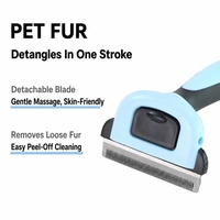 Brosse démêlante pour animaux de compagnie, peigne anti-poils pour chats et chiens, lame remplaçable, outil de toilettage pour l'élimination des poils lâches, matériau ABS, bleu/rose