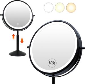 9" Large Rechargeable Double-Sided Cosmetics <b>Mirror</b> 10X/1X Adjustment 3 <b>Light</b> Modes Custom Size Custom Made Make-up <b>Mirror</b> - Product Image 1