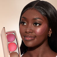 Palette de Blush Naturel Visage Marque Privée Personnalisée, Fard à Joues Mat, Palette Contour, Maquillage des Joues, Blush Rose 3 Couleurs