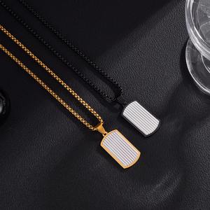 Maille sculptée 18k Plaqué Or Martelé Hommes Pendentif En Acier Inoxydable Collier Bijoux Accessoires pour Cadeau Anniversaire De Fiançailles - Product Image 1