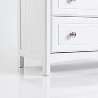 Commode en bois à 4 tiroirs de style européen – Commode spacieuse en Radiata et MDF avec poignées robustes en alliage, blanc/noir