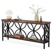 Tribesigns ferme moderne 70 pouces 2 étagères cadre en fer français table console industrielle brun rustique