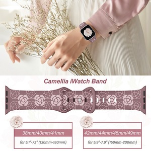 Scalatore durevole orologio in gomma cinturino <span class=keywords><strong>Ultra</strong></span> 2 Sport camelia motivo fiore in Silicone morbido I <span class=keywords><strong>Watch</strong></span> 7 8 9 Band per <span class=keywords><strong>Apple</strong></span> bande uniche - Product Image 4