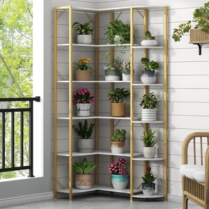 Estantería de esquina moderna de 6 capas, estantería de estilo de diseño antiguo para oficina, sala de estar y dormitorio, estante de esquina, espacio de almacenamiento - Product Image 5