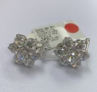Anting-anting jepit bunga perak sterling 925 berkilauan grosir, perhiasan khusus pesta pernikahan wanita