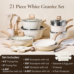 Pots and Pans Set, Nonstick <b>Cookware</b> Sets, White Granite Induction <b>Cookware</b> Non Stick Cooking Set W/Frying Pans & Saucepans - Product Image 2